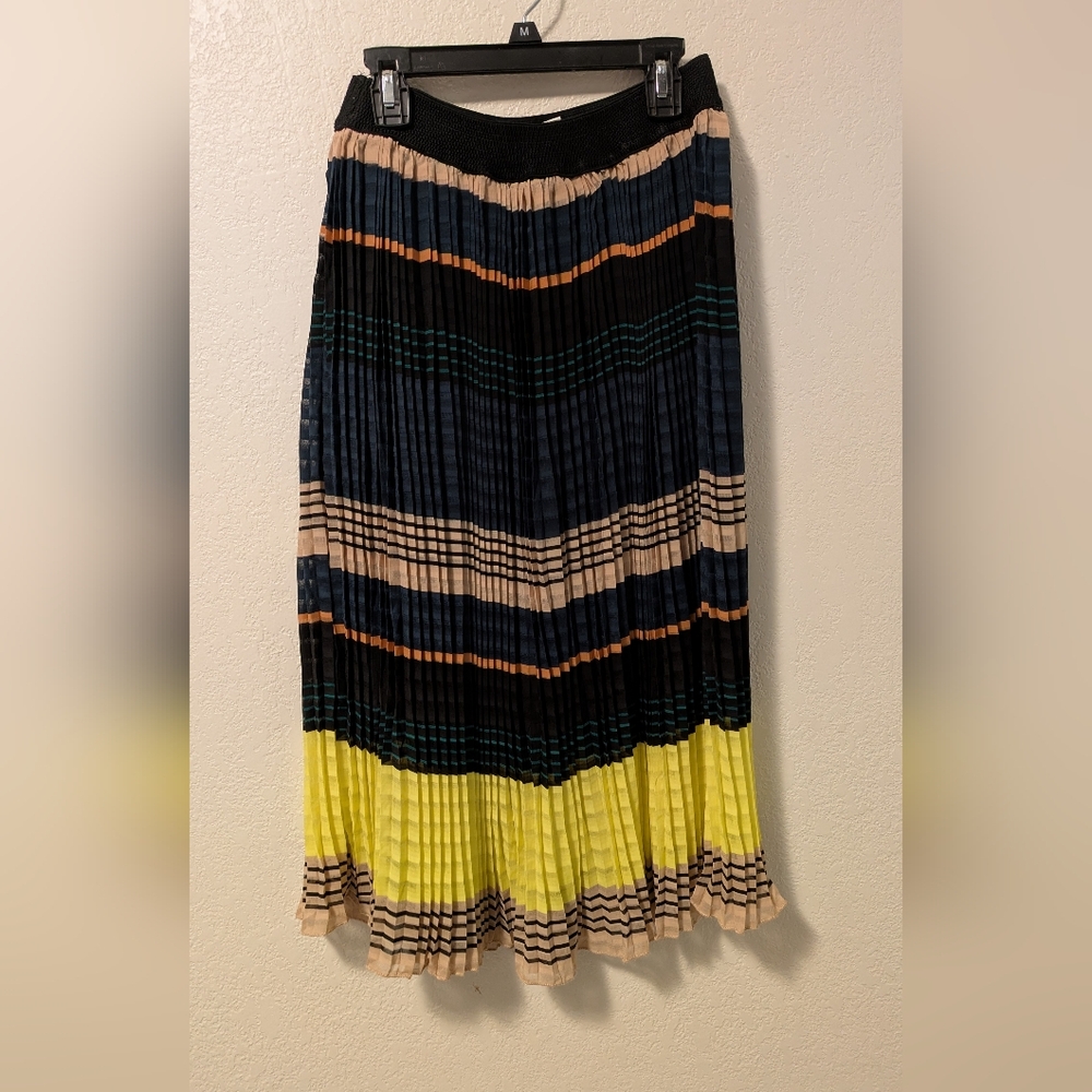 Nineteen @ RR Striped Pleated Skirt - Yellow, Black, and Cream - Picture 1 of 5
